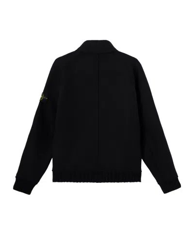 Stone Island Coach Jacket With Button-fastened Pockets And Two-way Zip In Black