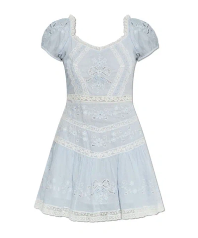 Loveshackfancy Belvine Minikleid Mit Spitze In Blue