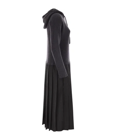 Fabiana Filippi Pleated Hooded Midi Dress In Black