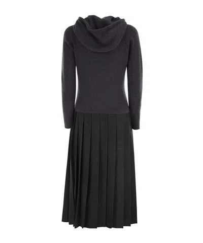 Fabiana Filippi Pleated Hooded Midi Dress In Black