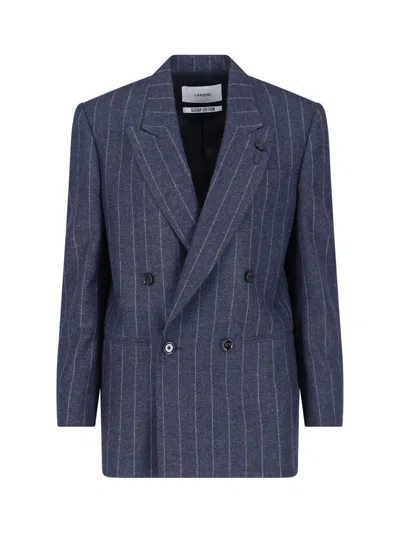 Lardini Tailored Blazer With Pinstripe And Buttons In Blue