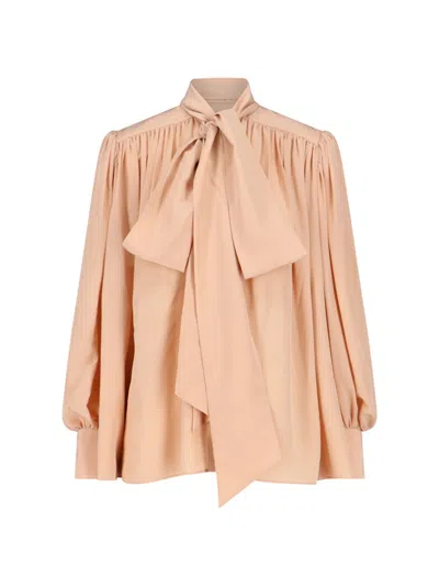 Chloé Pussy-bow Long-sleeve Blouse In Multi