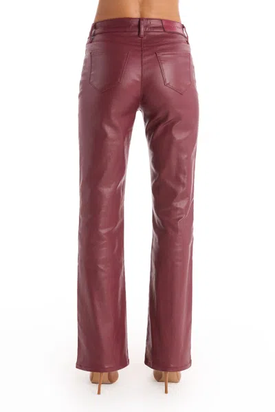 The Noli Shop Aria Coated Flare Jean In Burgundy