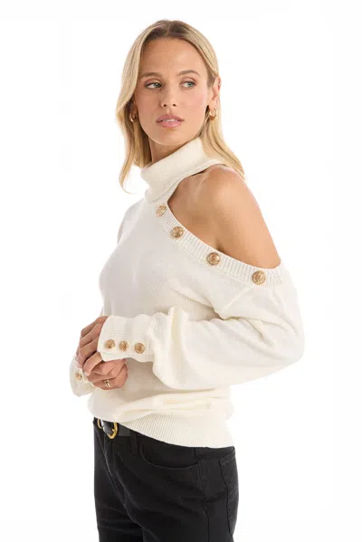 The Noli Shop Bridgette Button Sweater In White