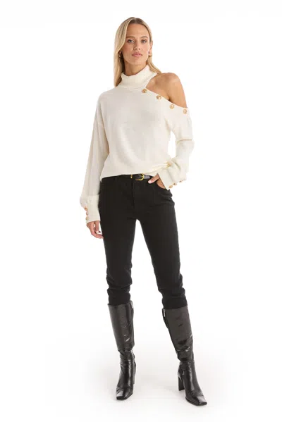 The Noli Shop Bridgette Button Sweater In White