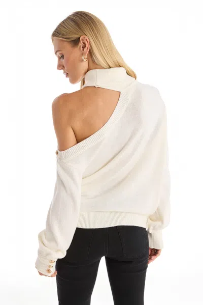 The Noli Shop Bridgette Button Sweater In White