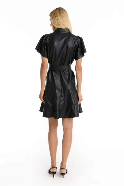 The Noli Shop Devin Leather Ruffle Dress In Black