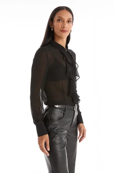 The Noli Shop Georgia Semi-sheer Blouse In Black
