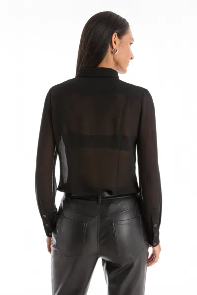 The Noli Shop Georgia Semi-sheer Blouse In Black