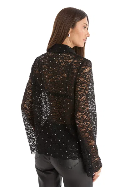 The Noli Shop Jena Lace Button Up Shirt In Black
