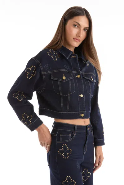 The Noli Shop Kaia Studded Jacket In Blue