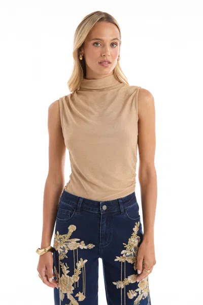 The Noli Shop Mia Shimmer Tank In Brown