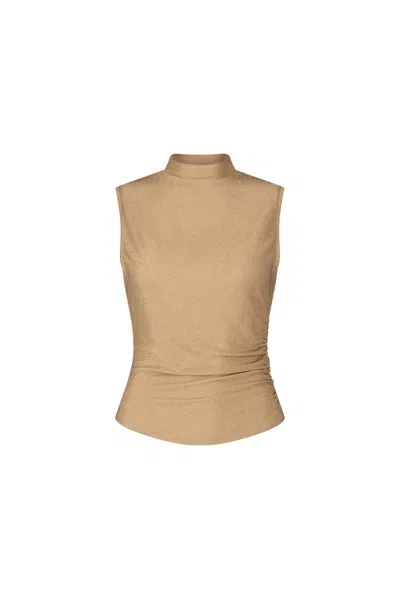 The Noli Shop Mia Shimmer Tank In Brown