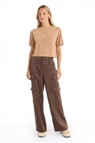 The Noli Shop Naya Suede T-shirt In Brown