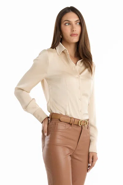 The Noli Shop Paulina Silk Blouse In Neutral