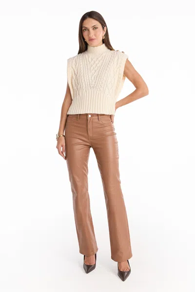 The Noli Shop Raina Cable Knit Button Sweater In Neutral