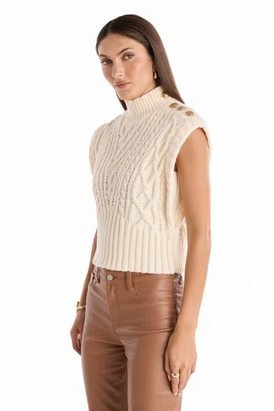 The Noli Shop Raina Cable Knit Button Sweater In Neutral
