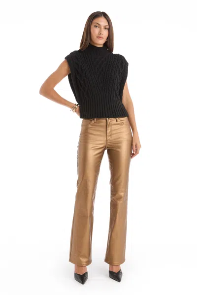 The Noli Shop Raina Cable Knit Button Sweater In Black