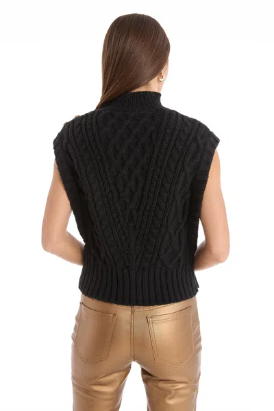 The Noli Shop Raina Cable Knit Button Sweater In Black