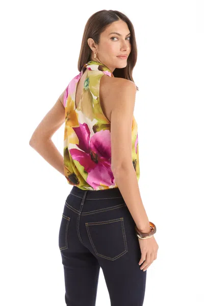 The Noli Shop Rina Tie Neck Blouse In Animal Print