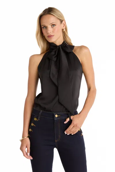 The Noli Shop Rina Tie Neck Blouse In Black