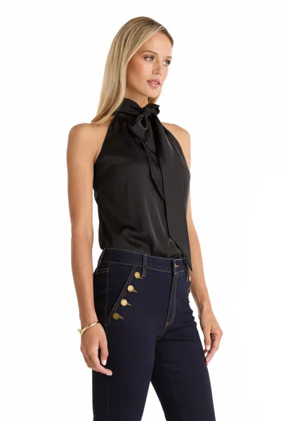 The Noli Shop Rina Tie Neck Blouse In Black