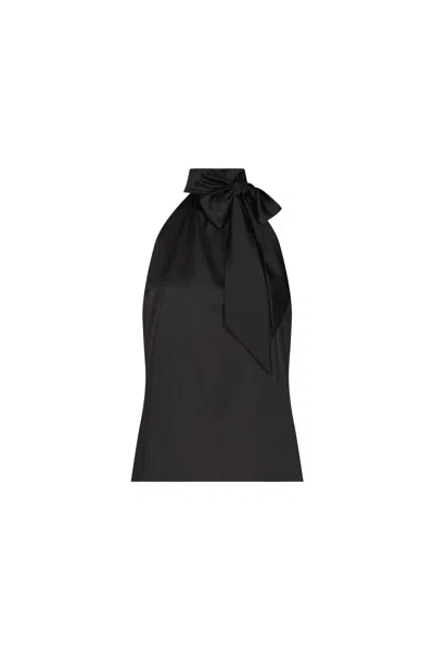 The Noli Shop Rina Tie Neck Blouse In Black