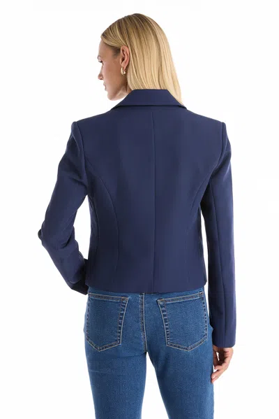 The Noli Shop Gabrielle Tweed Double Breasted Blazer In Blue