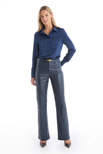 The Noli Shop Paulina Silk Blouse In Blue
