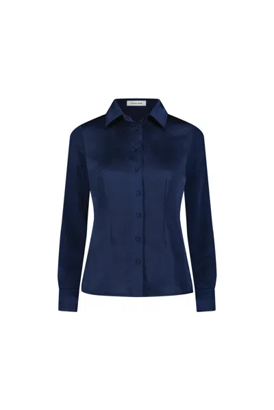 The Noli Shop Paulina Silk Blouse In Blue