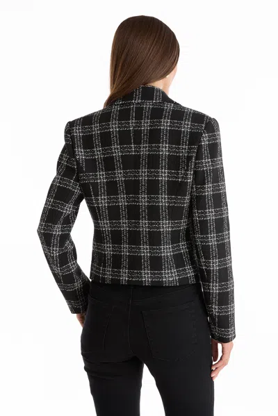 The Noli Shop Gabrielle Tweed Double Breasted Blazer In Black