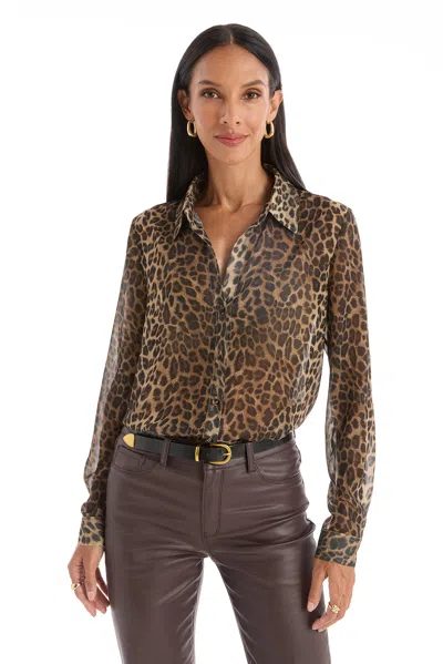 The Noli Shop Ana Chiffon Blouse In Brown