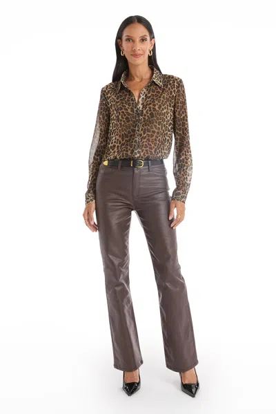 The Noli Shop Ana Chiffon Blouse In Brown