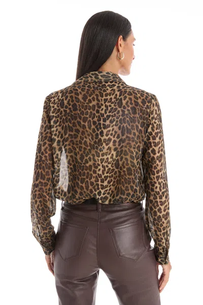 The Noli Shop Ana Chiffon Blouse In Brown