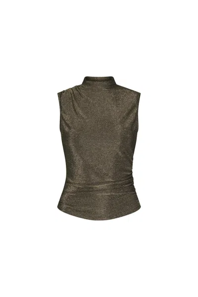 The Noli Shop Mia Shimmer Tank In Green