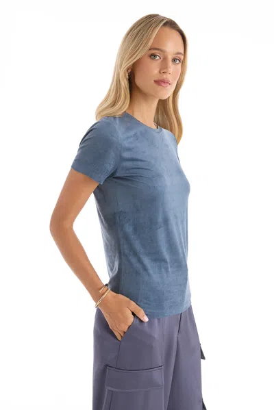 The Noli Shop Amaya Suede T-shirt In Blue