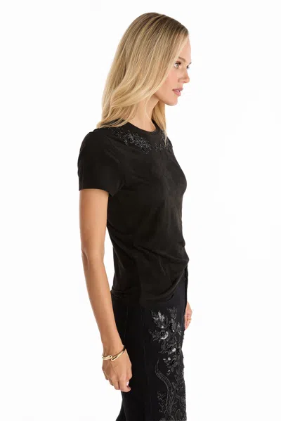 The Noli Shop Amaya Floral Sequin T-shirt In Black