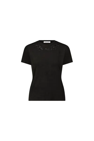 The Noli Shop Amaya Floral Sequin T-shirt In Black
