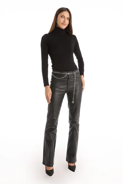 The Noli Shop Alina Rose Turtleneck Top In Black