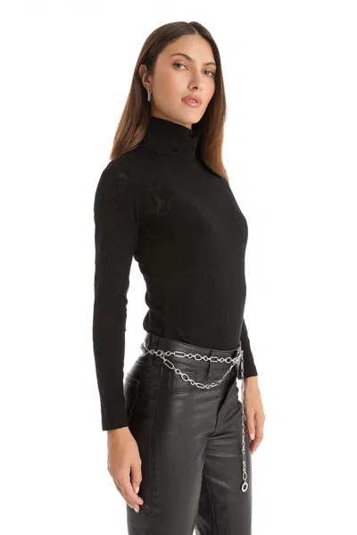 The Noli Shop Alina Rose Turtleneck Top In Black