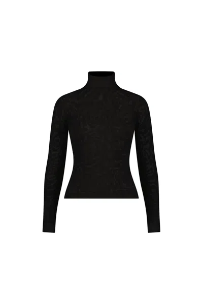 The Noli Shop Alina Rose Turtleneck Top In Black