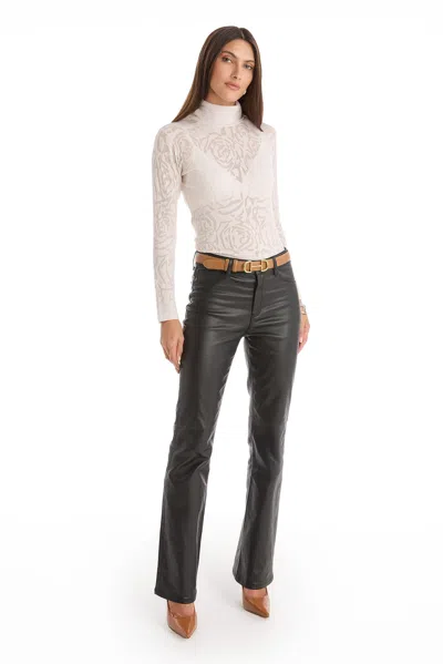 The Noli Shop Alina Rose Turtleneck Top In White