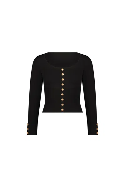 The Noli Shop Edie Knit Top In Black