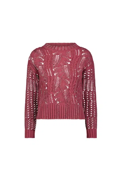The Noli Shop Elea Crystal Knit Sweater In Pink