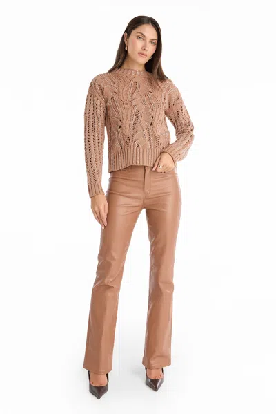 The Noli Shop Elea Crystal Knit Sweater In Brown