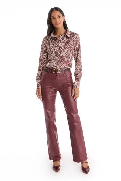 The Noli Shop Paulina Silk Blouse In Brown