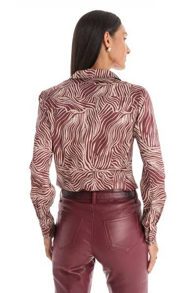 The Noli Shop Paulina Silk Blouse In Brown