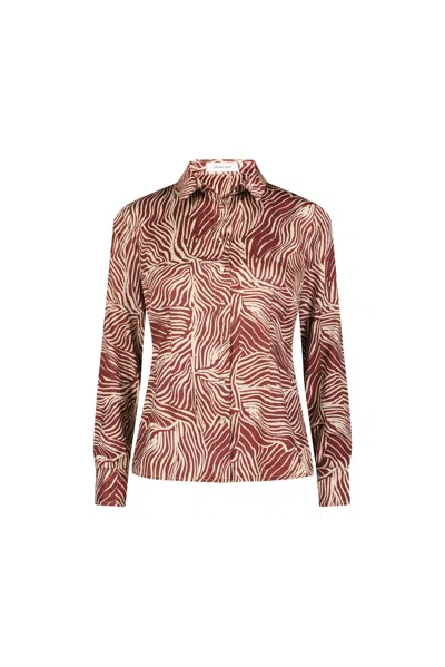 The Noli Shop Paulina Silk Blouse In Brown