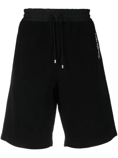 Saint Laurent Fleece Bermuda Shorts In Black