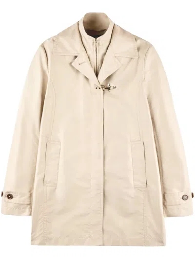 Fay Technical Poplin Nude Morning Coat In Neutral